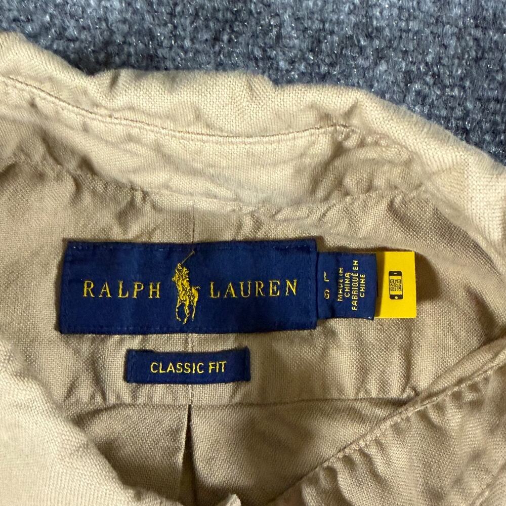 Ralph Lauren Oxford LS Shirt Mens L Tan Khaki Classic Fit Cotton Button Down - Picture 7 of 13